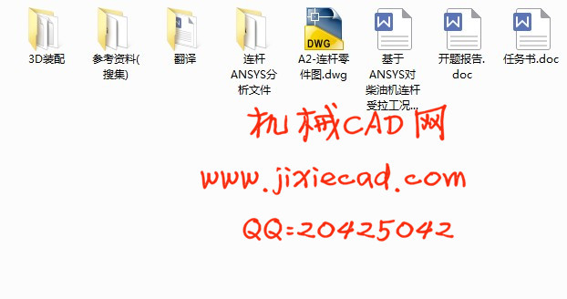 基于ANSYS对柴油机连杆受拉工况有限元分析【含有限元】【说明书+CAD+PROE】