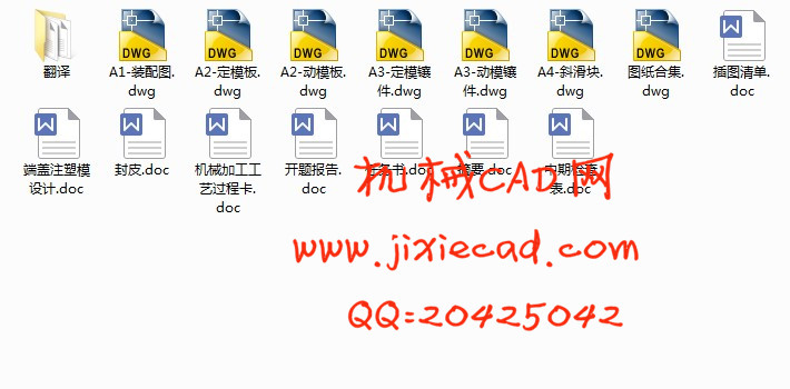 端盖注塑模具设计【一模两腔】【侧抽芯】【说明书+CAD】