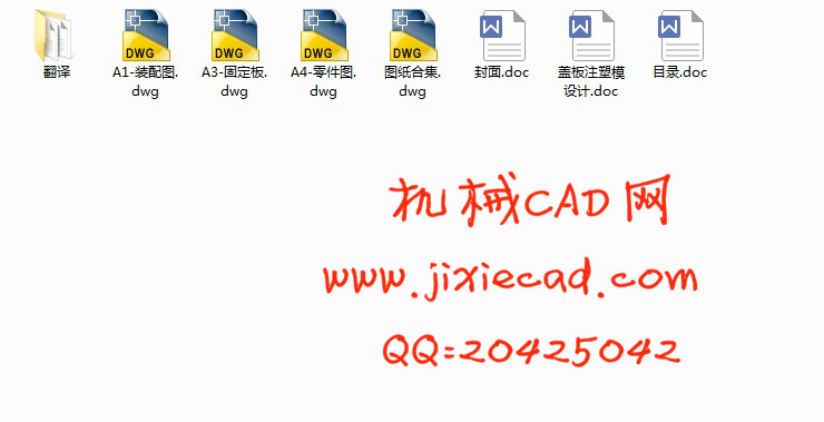 盖板零件注塑模具设计【一模两腔】【侧抽芯】【说明书+CAD】