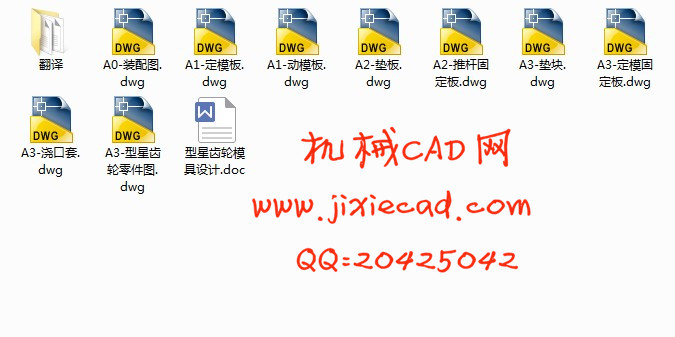 型星齿轮注塑模具设计【一模四腔】【说明书+CAD】